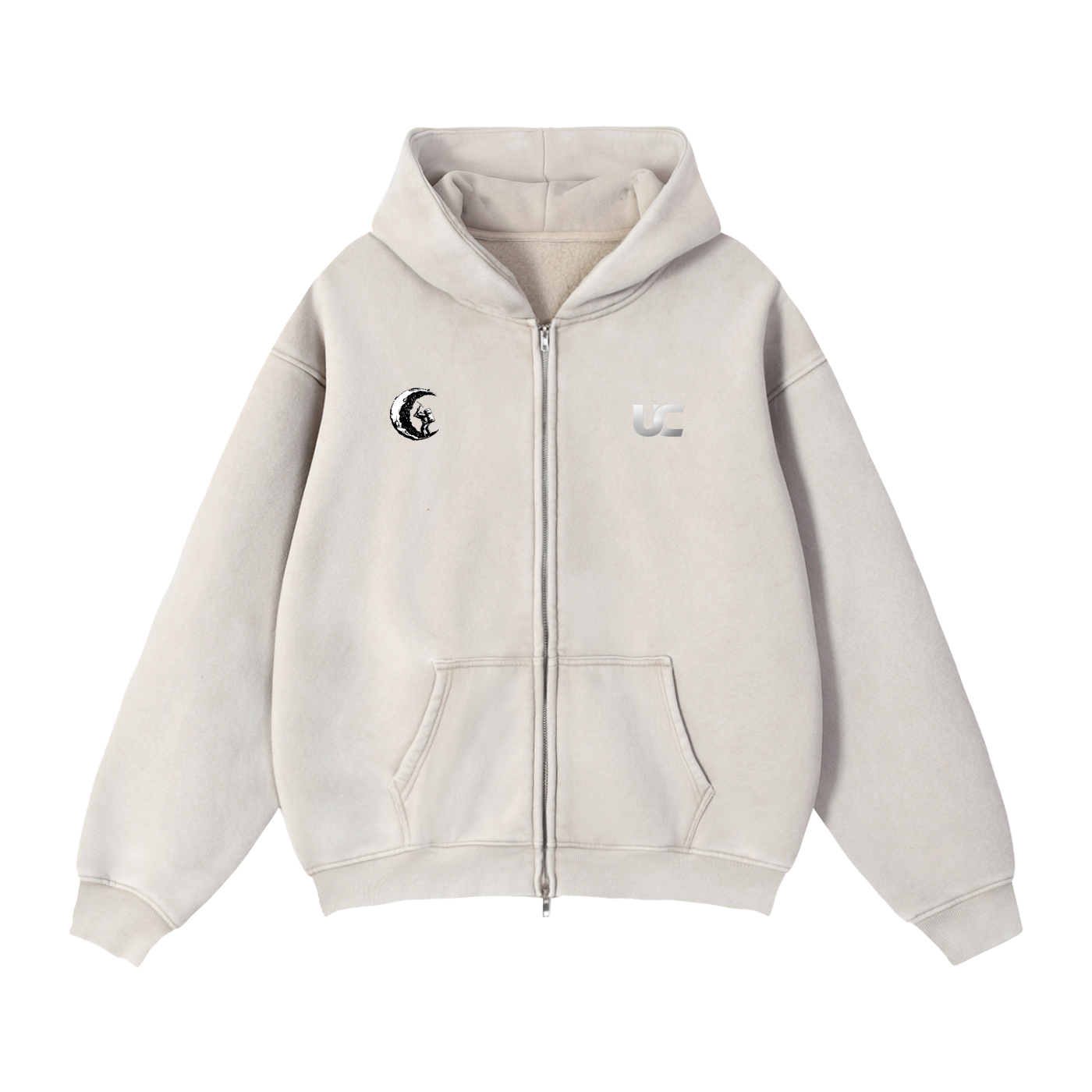 Zip-Through Boxy Fleece Hoodie