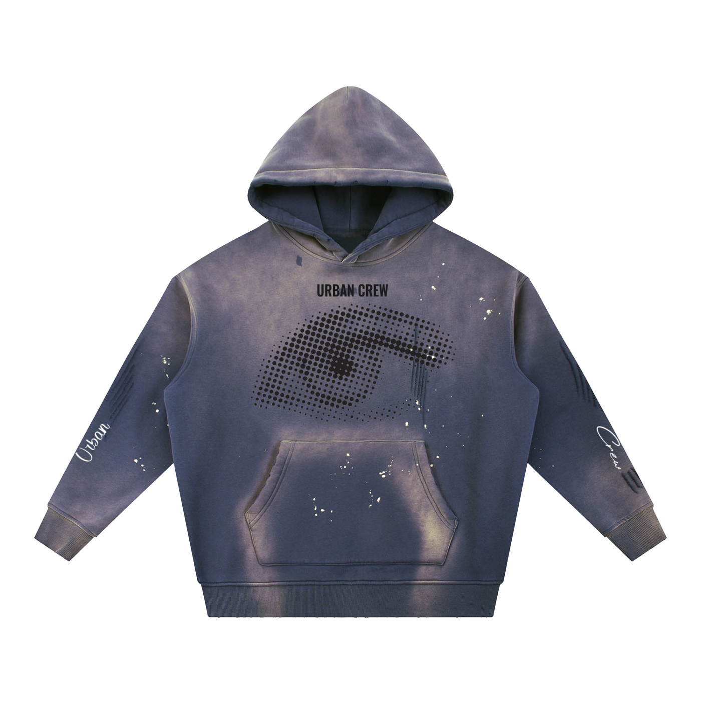 Vintage Washed Frayed Fleece Hoodie