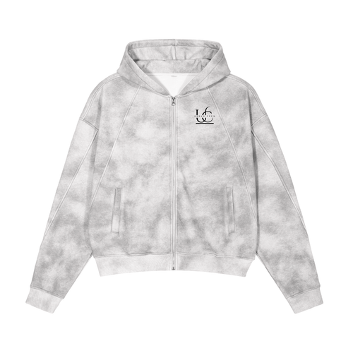 Dirty Washed Zip-Up Fleece Hoodie